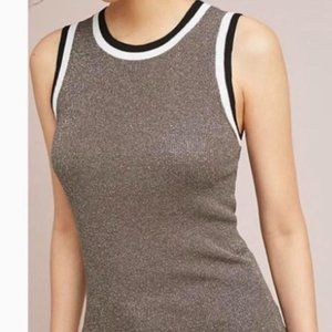Anthropologie Moth Valeria Metallic Shine Knit Tank